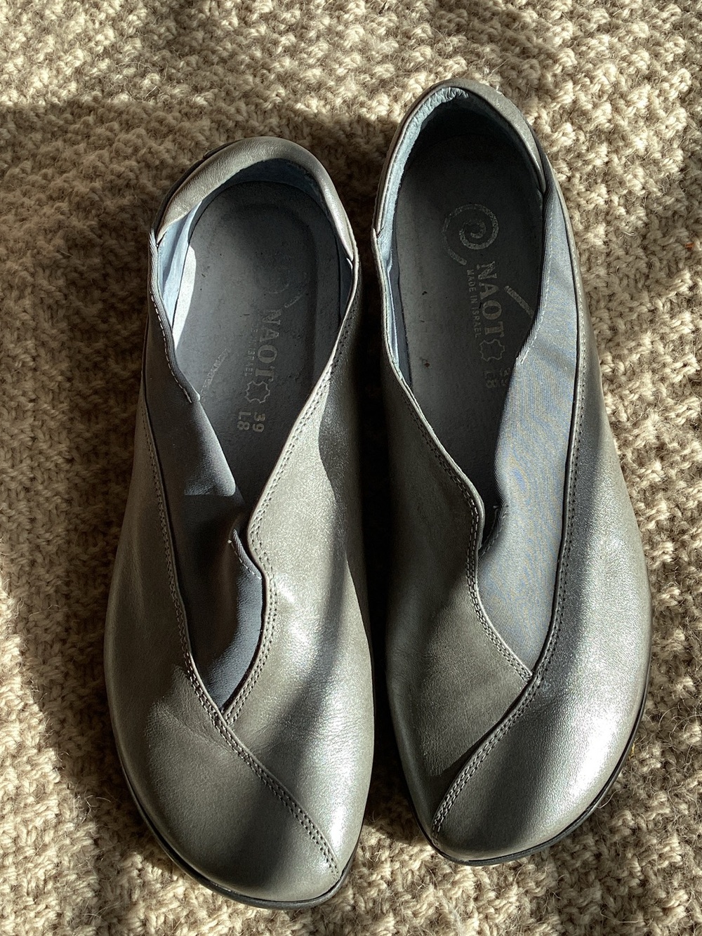 Naot Metallic Gray Slip-On Flats